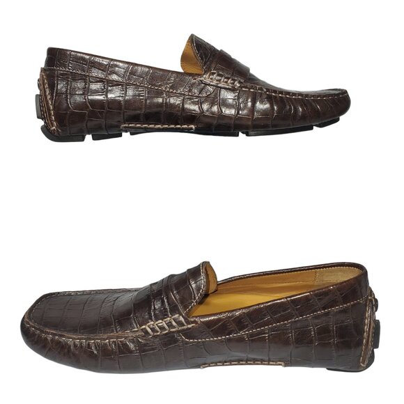 Cole Haan Howland Penny Loafers Driving Shoes Men's 9 Brown Moc-Croc Leather - Picture 4 of 8